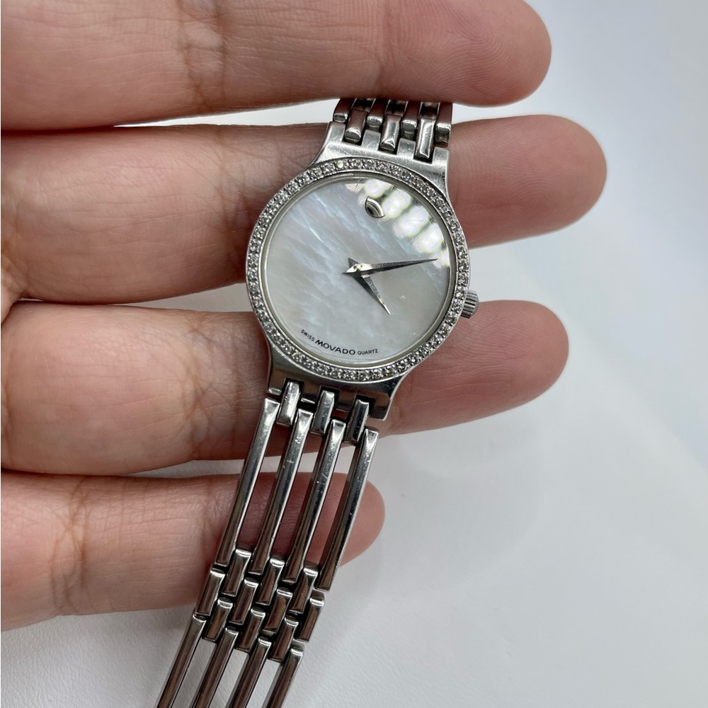 Vintage Movado Esperanza 28 mm Stainless Steel Women's Wristwatch With Diamonds